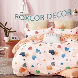 Lenjerie 100% Bumbac - Valentini Bianco alb cu inimi