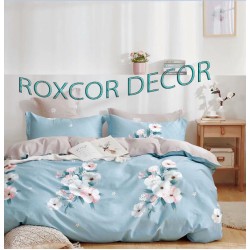 Lenjerie 100% Bumbac - Valentini Bianco bleo cu flori